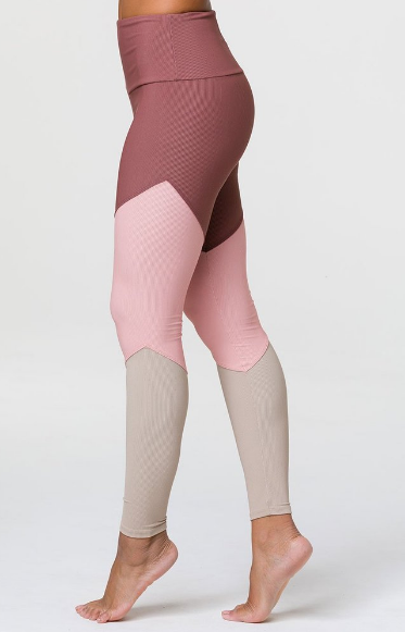 Image Title Onzie High Rise Track Legging - Toast Rib Combo